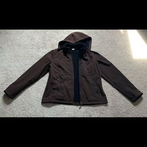 fjäll brown casual women's jacket size L with full zip and inner pockets